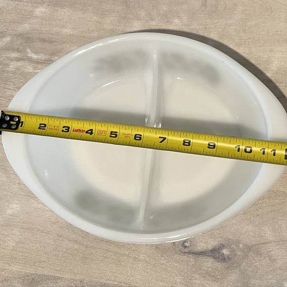 Vintage Collectible Glasbake Divided Milkglas Serving Dish With Green He… - Picture 7 of 8